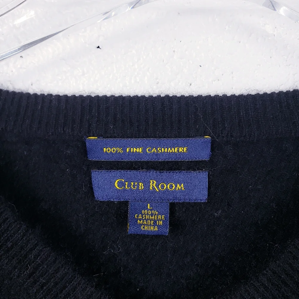 Club Room Black 100% Cashmere‎ V-Neck Pullover Sweater Women's Size Large